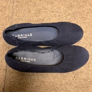 Sabrina Navy Blue Nubuck Suede Ballet Flats, EU 39